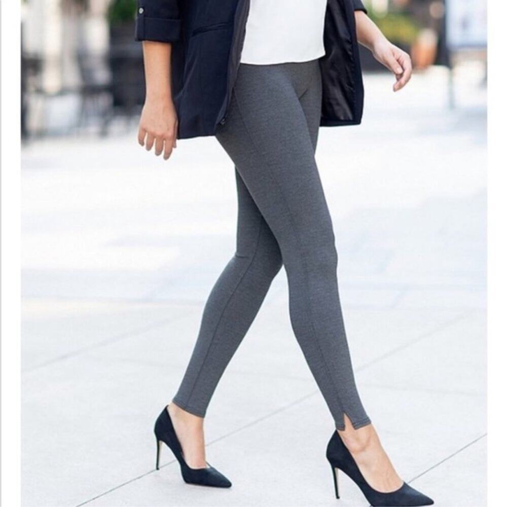 Spanx Gray Ponte Knit Shapewear Slimming Ankle Legging Medium Petite EUC